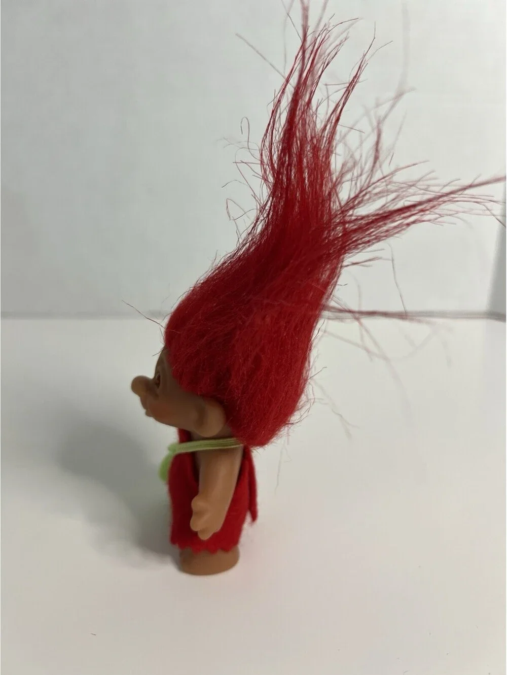 Vintage 2005 Troll Doll Good Luck Dam Red Hair with Green Purse 3” H